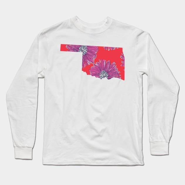 Pink Daises Oklahoma Long Sleeve T-Shirt by annmariestowe